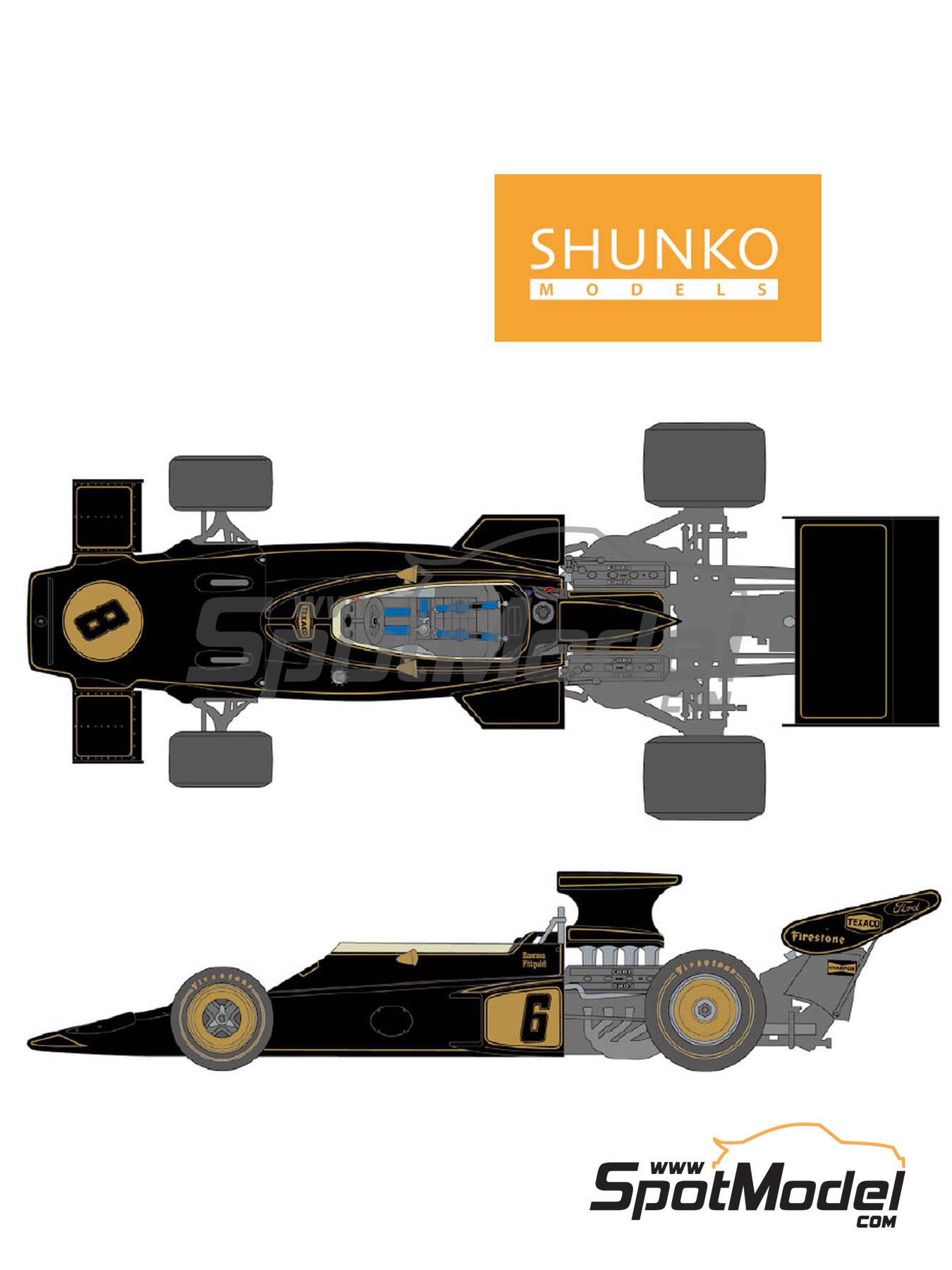 Shunko Models SHK-D492: Marking / livery 1/12 scale - Lotus Type 72D John  Player Team Lotus Team #6, 8 - British Formula 1 Grand Prix, Italian  Formula 1 Grand Prix 1972 - for Tamiya reference TAM12046 (ref. SHK-D492) |  SpotModel